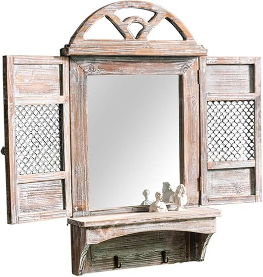 Jjhome Espejos Decoracion De Pared Estante Marco De Madera Espejo