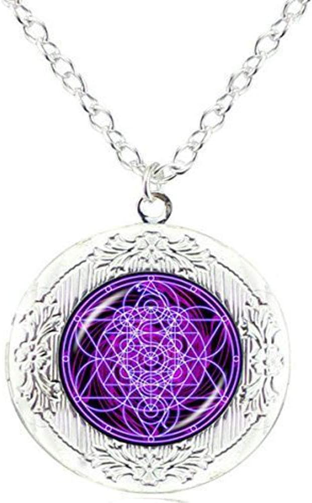sri Yantra Pendant Necklace, Antique Silver Locket Choker Fashion Jewelry, Sacred Geometry Necklace