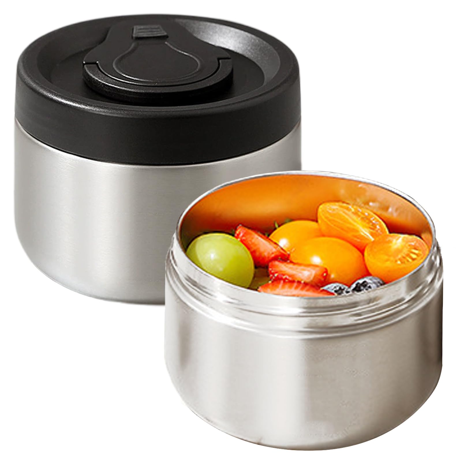 Photo 1 of 2Pack 16oz Thermo for Hot Food, Leakproof Stackable Wide Mouth lunch box for women, Vacuum Insulated Lunch Jar for cold fruit or a salad, Ice Cream(silver, large)