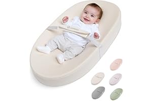 COMOMY Baby Changing Pad with Wipeable & Waterproof PU Cover, Contoured Diaper Changing Pad for Dresser with Non-Slip Safety Belt, Portable and Lightweight, Large Cushioned Foam, Beige