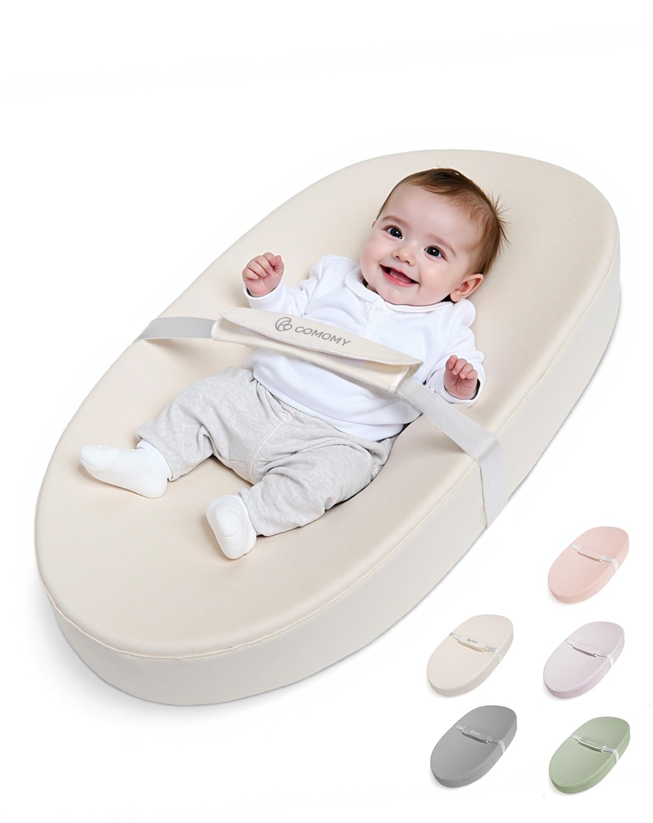 Photo 1 of COMOMY Baby Changing Pad with Wipeable & Waterproof PU Cover, Contoured Diaper Changing Pad for Dresser with Non-Slip Safety Belt, Portable and Lightweight, Large Cushioned Foam, Beige