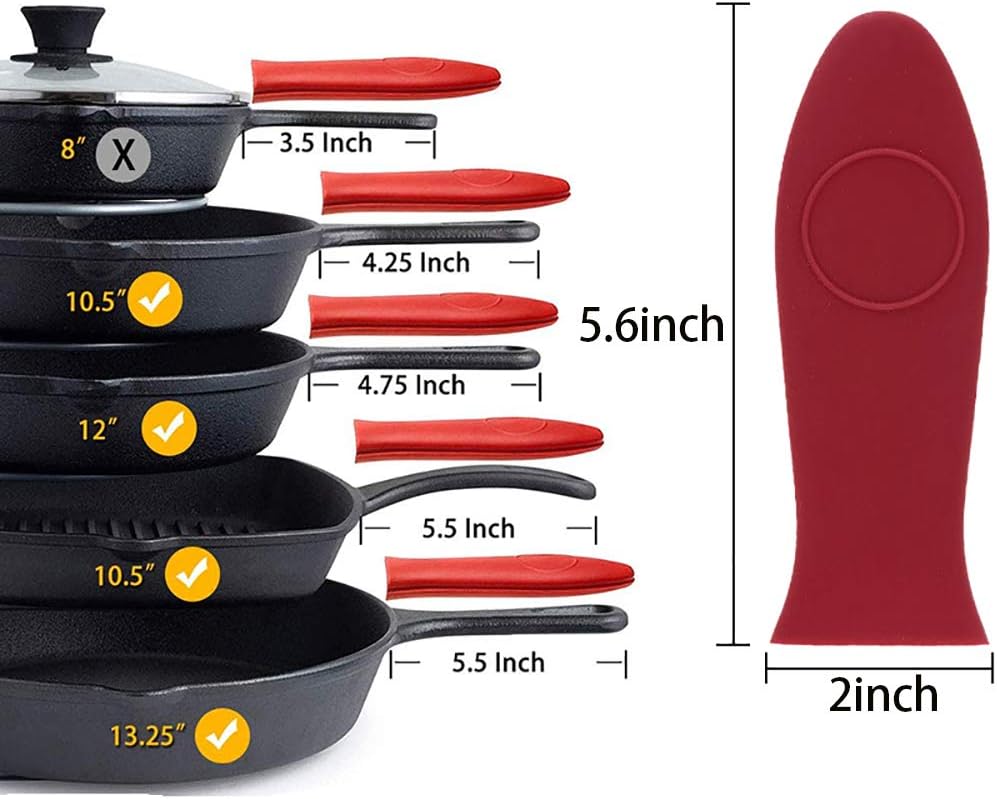 Owpkeenthy 8 Piece Grill Pan Scraper Silicone Hot Handle Holder, Cast Iron Handle Cover Pan Cleaners Insulated Tools Set for Cookware Cast Iron Skillets Frying Pans BBQ and Griddles : Garden & Outdoor