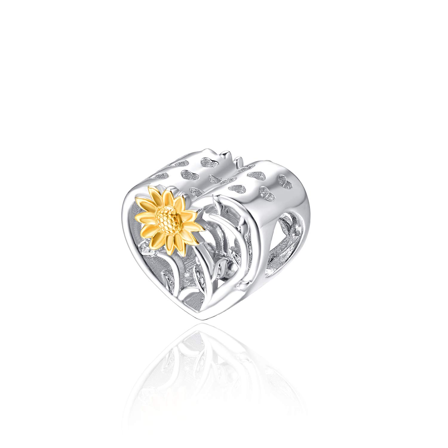 Valentines Gifts for Her Heart Sunflower Bead Charm for Pandora Bracelet Charms Bracelets for Pandora Charms