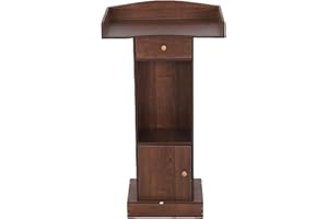 Luocute Wood Podium Stand for Lectern Presentation Church Classroom, Modern Minimalism Large Tabletop Speaking with Storage f