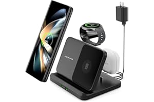 MOKPR Wireless Charger for Samsung and Android 3 in 1 Foldable Samsung Charging Station for S24/S23 /S22 /S21/S20, Z Fold 6/5/4/3, Z Flip 6/5/4/3, Samsung Watch Charger 6 Classic/5/5 Pro/4/3,Galaxy Buds