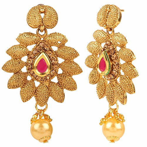 Efulgenz Indian Bollywood Traditional Gold Plated Faux Ruby Emerald Bridal Choker Necklace and Earrings Jewelry Set with Maang Tikka for Women