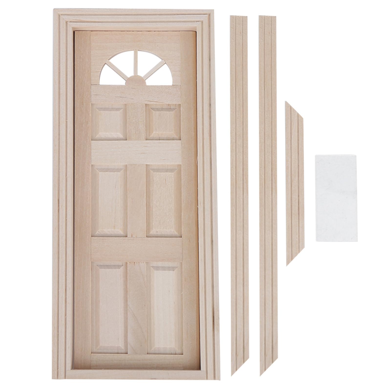 BONKZEBU Dolls House Door, Wooden Miniature Double Window Frame and Door, Unpainted Furniture for DIY, with Exquisite Workmanship for Dollhouse Decoration (Six-frame door)
