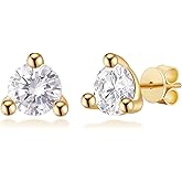 Double Piercing Chain/Stud Earrings for Women 18K Gold Plated S925 Sterling Silver Dangle Chain Huggie Hoop Earrings with Cubic Zirconia Stones Simulated CZ Earrings