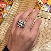 925 Sterling Silver Shiny Half Full Diamond Ring Multilayer Winding Cubic Zirconia Anniversary Rings CZ Diamond Multi Row Ring Eternity Engagement Wedding Band Ring for Women (US Code 9)