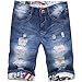 ClothingLoves Men's Denim Ripped Mid Waist Plus Size Bleached Jeans Shorts