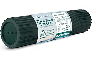 Oceanfoam Tidal Roller - Hunter - Muscle Massage Foam Roller for Back Pain & Stretching - Firm and Ergonomic Wide Wave Textured - Yoga, Athletics, & Wellness - Full Size, 20" x 5"