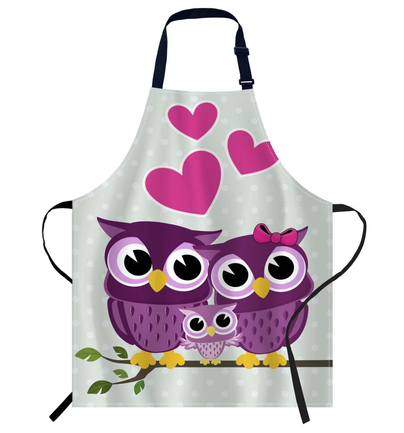 Smooffly Cute Owls Family Aprons - Cooking & Baking Aprons for Men & Women, Kitchen & BBQ Bibs