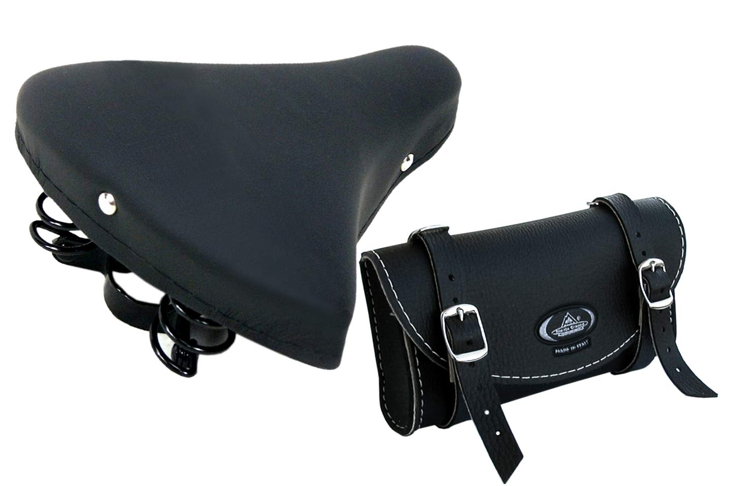 Montegrappa Saddle with Springs + Bag Bicycle Graziella - Old-Time - R - Holland/Vintage - Black