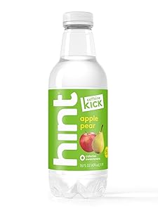 Hint Kick with Caffeine Water Apple Pear (Pack of 12), 16 Ounce Bottles, Caffeinated Water, Apple Pear Infused, Zero Sugar, Zero Calories, Zero Sweeteners, Zero Artificial Flavors