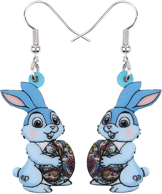 DOWAY Acrylic Easter Bunny Earrings for Women Girls Charm Egg Rabbit