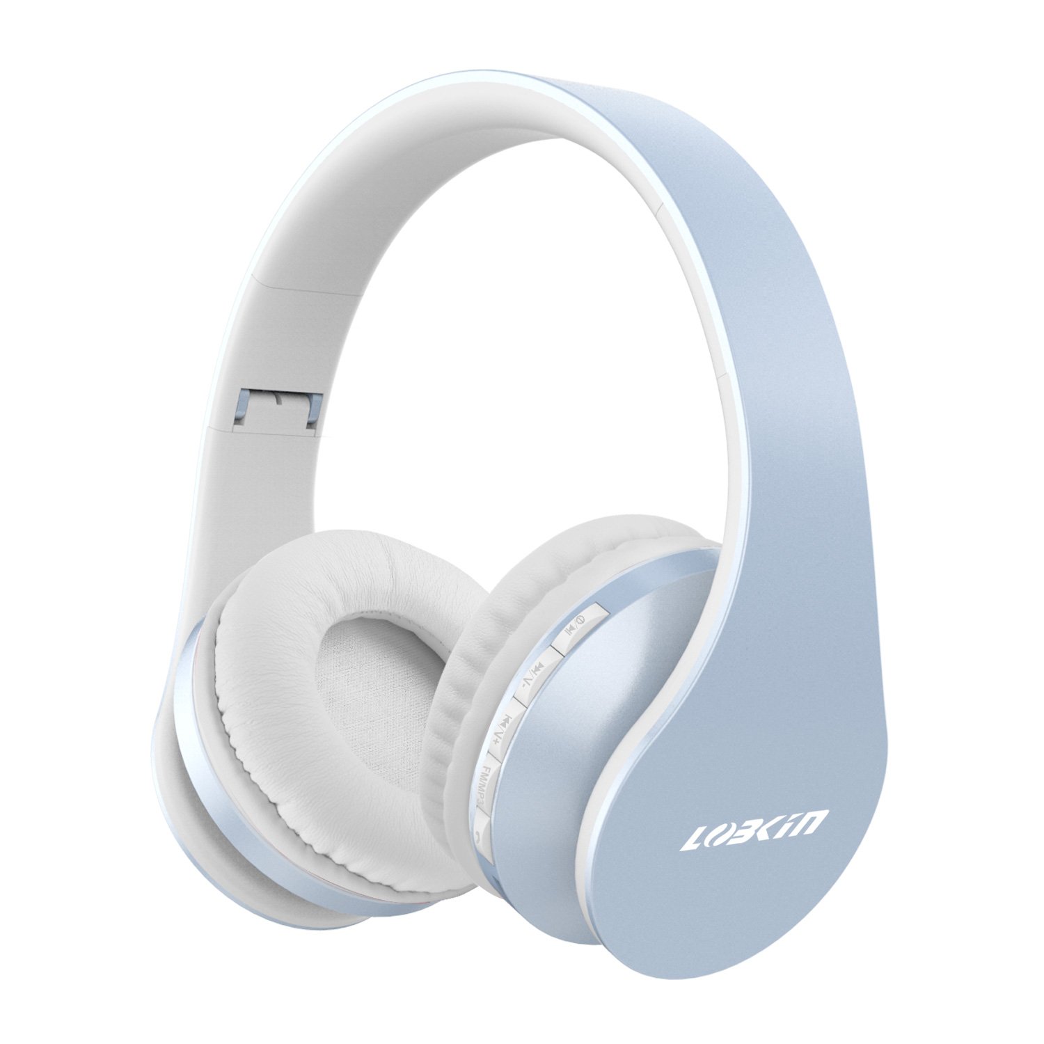 Bluetooth Kopfhörer,LOBKIN Stereo Faltbarer Kopfhörer mit Ohrhörer hellblau