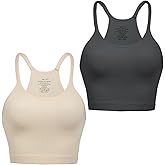 Nabawa Crop Tank Tops for Women Ribbed Seamless Racerback Tank Top No Pad Camisole Tops for Yoga Gym Workout
