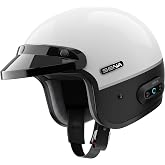 Sena Surge Mesh Intercom Enabled Open Face Smart Motorcycle Helmet (Gloss White/Matte Black, L)