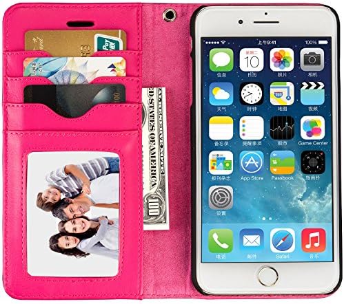 Samsung S8Plus Case Leather Wallet Strong Magnet Phone Case Cover uesd with Car Holder and Card Slots (Rose)