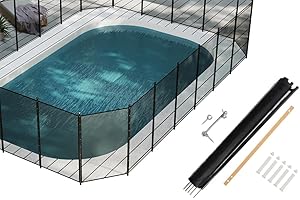 Real Relax 4×12FT, 350GMS Teslin Mesh Pool Safety Fence, Stainless Steel Feet, Triple Stitching Craftsmanship, Protecting Chi
