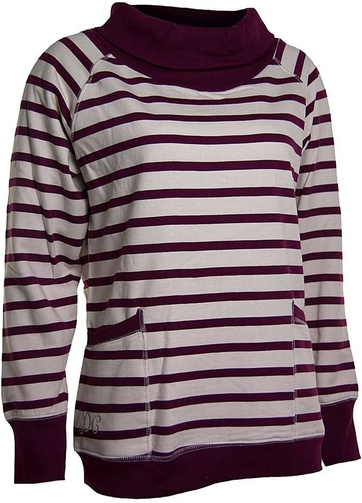 Dales Collection Ladies Roll Neck Striped Sweater - Plum Stripe - Size 16