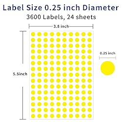 3600 Pack,0.25" Round Colored Dot Stickers Circle