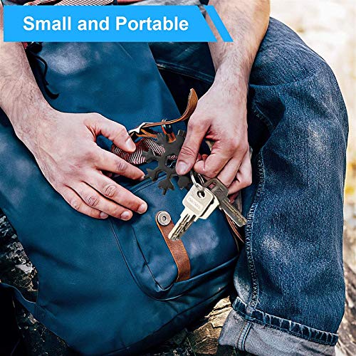 18-in-1 Snowflake Multi Tool,Stainless Steel Snowflake Screwdriver Bottle Opener Keychain Tool for Outdoor Travel Camping(Black)