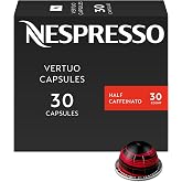 Nespresso Vertuo, Half Caffeinato, Mild Roast, 30-Count Coffee Pods | Mild-Roast Coffee Capsules, Sweet biscuit notes with a smooth, velvety body