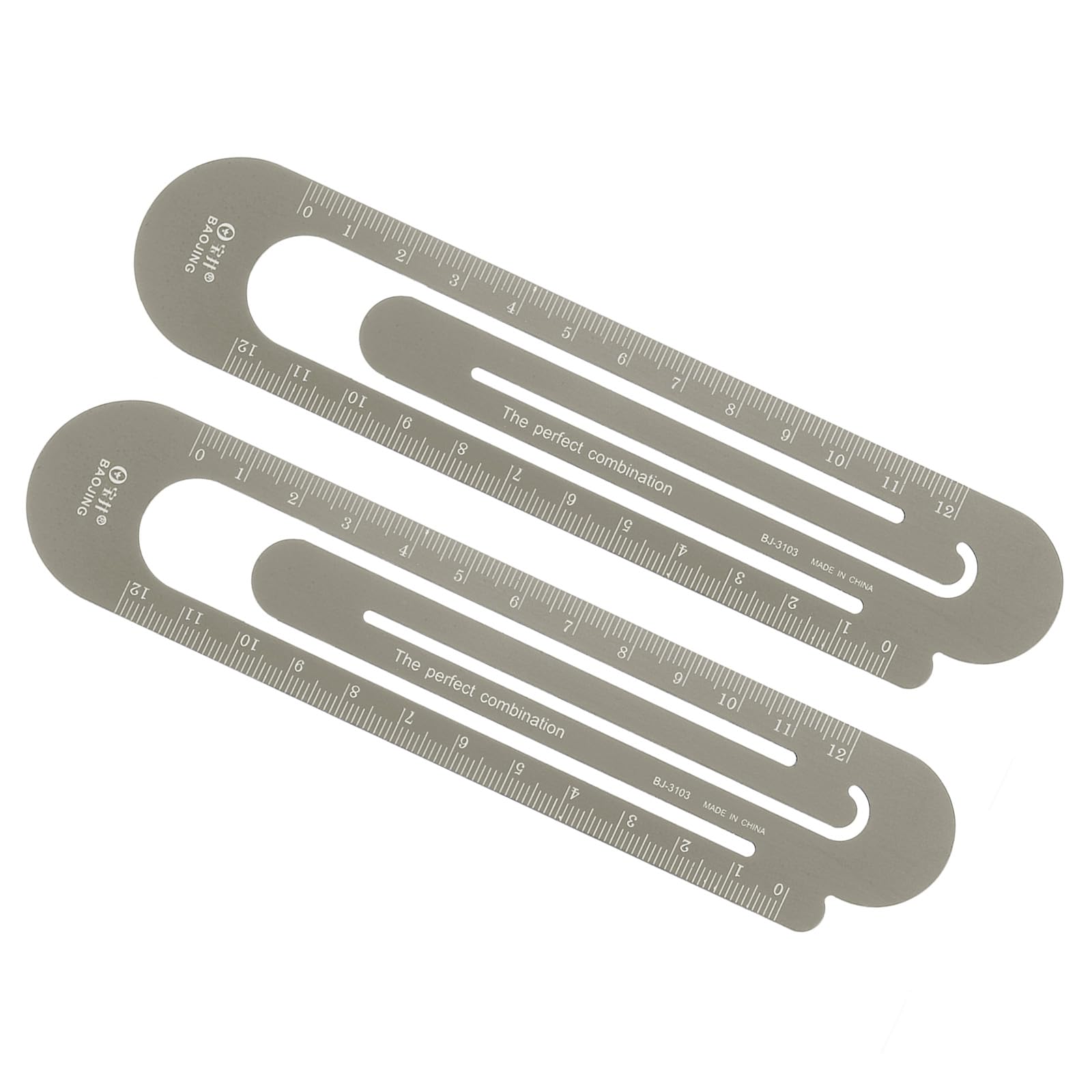Kozelo 2pcs Metric Straight Ruler - [12cm] Aluminum Scales on Both Sides Metal Paper Bookmark Clip Ruler Brown for Measurement Drawing Engineer Office Classroom Use, 1mm Minimum Scale