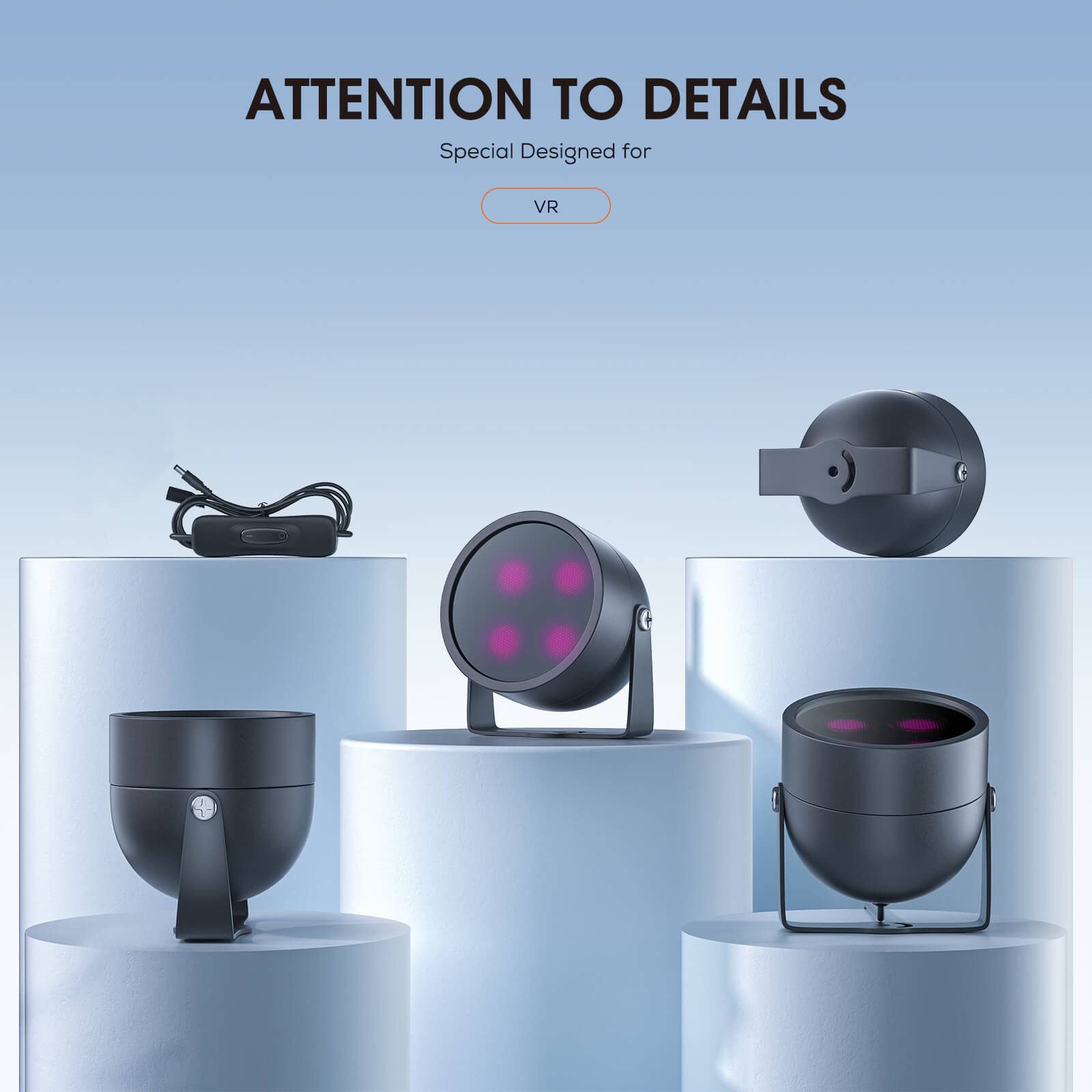 4W IR Illuminator for VR Headsets, On/Off Switch Infrared Light for Enhancing Tracking Sensitivity in The Dark, Compatible with Meta Quest 2 & More