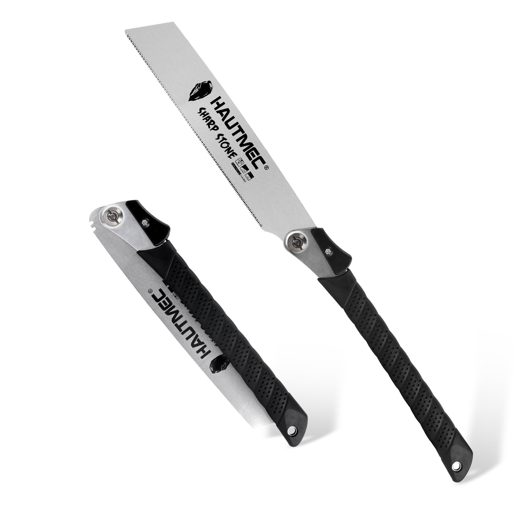 HAUTMEC Folding Japanese Pull Saw, 230mm Flush Cut Hand Saw for Wood Cutting & Woodworking, SK5 Steel Blade (17 TPI), Adjustable Dual-Angle Design, HT0312