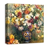 Canvas Wall Art Vase of Flowers by Pierre-Auguste Renoir Canvas Prints Home Artwork Decoration for Living Room,Bedroom - 12x12 inches