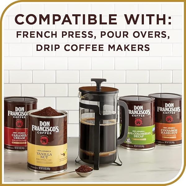 DON FRANCISCO’S CARAMEL CREAM GROUND FLAVORED COFFEE: RICH, AROMATIC 100% ARABICA BEANS – EXPERTLY ROASTED FOR A DELIGHTFUL MORNING BREW (12 OZ CAN)