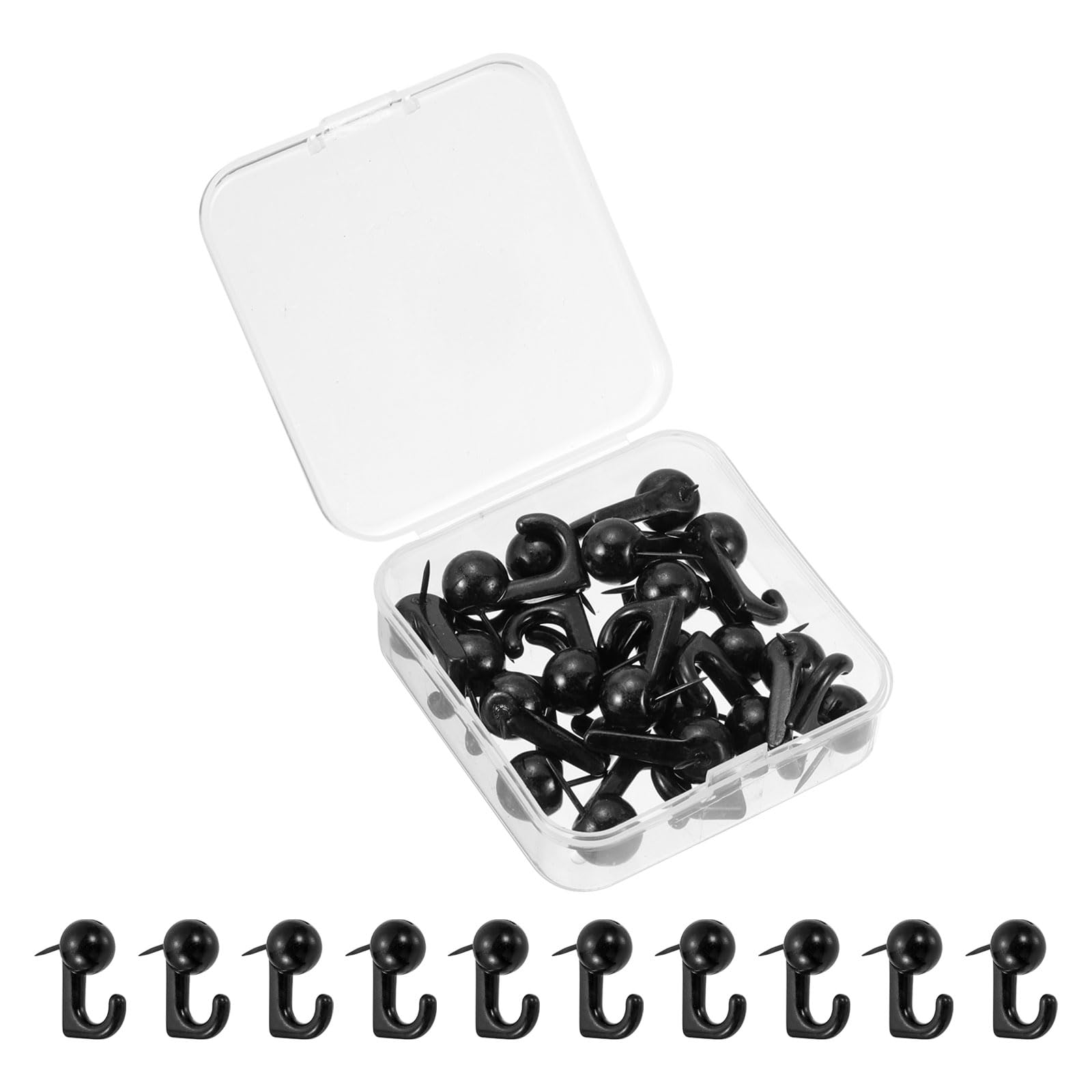 uxcell Picture Hanging Hooks, 20pcs 20 Lbs - Zinc Alloy Hangers Nails, Push Pins for Hanging on Home Office Wooden or Fabric Wall (Black)