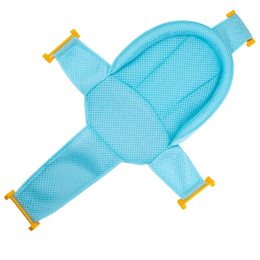 Baby Bath Seat Infant Bathing Support Mat with Four Safety Support Corner, Comfortable Baby Shower Bathtub Sit Up Mesh for Newborn (Blue)