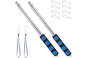 2 Pcs 8.2ft/250cm Telescopic Handheld Flagpoles with Clips, Stainless Steel Extendable Flag Pole Portable Tour Guide Flag Pol