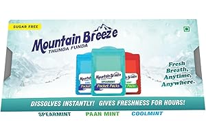 Mountain Breeze Oral Hygiene Mouth Freshener Sugar Free Paanmint-Coolmint-Spearmint Flavoured Breath Strips (24 Strips each C