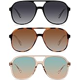 YDAOWKN Retro Square Aviator Sunglasses for Womens Mens Vintage 70s Double Bridge Sun Glasses