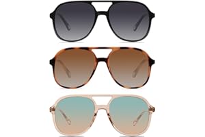 YDAOWKN Retro Square Aviator Sunglasses for Womens Mens Vintage 70s Double Bridge Sun Glasses