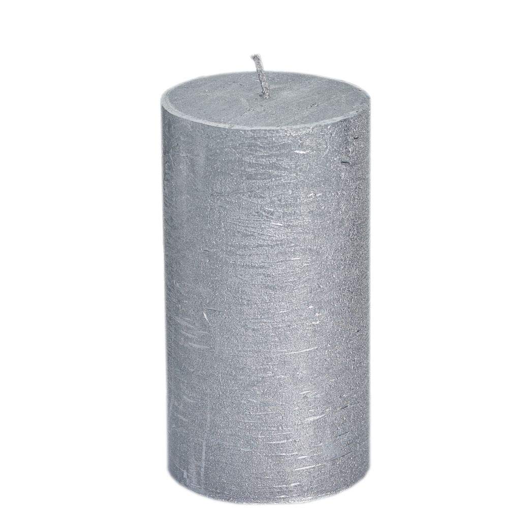 Spaas Unscented Festive Pillar Candle 70/130 mm, 60 Hours, Silver