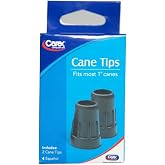 Carex Health Brands Cane Tips A720 1 Pair, Black, 1 Inch