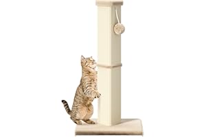 MEOWHOMM Cat Scratching Post, 32 Inch Tall Scratching Post for Indoor with 5 Inch Diameter Posts and Ball Cat Scratcher for Medium and Large Cats