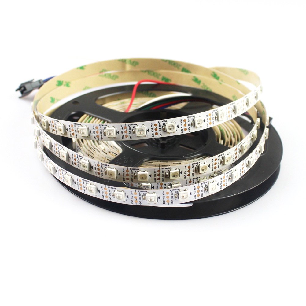 Rogndash 16.4ft WS2812B Individually Addressable LED Strip 5m 300 LED Pixel Flexible Light 5050 SMD White PCB Not Waterproof DC 5V