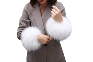 Tngan Winter Faux Fur Arm Warmers Short Furry Wrist Band Ring Cuff for Women