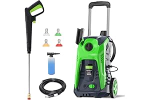 ALAINTOOL Electric Pressure Washer 4800PSI-Max 2.9GPM Electric Power Washer with 25 Foot Hose, 16.4 Foot Power Cord, Soap Tank Car Wash Machine Green Ideal Cleaning for Patio
