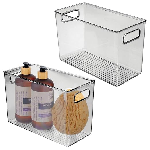 mDesign Slim Plastic Storage Container Bin Box with