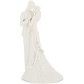 Roman 8.5" Wedding Cake Topper &ndash; Elegant Bride and Groom Figurine with &ldquo;Love Is Patient&rdquo; Inscription, Porcelain Finish, Wedding or Anniversary Keepsake