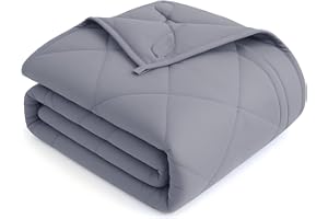OMYSTYLE Weighted Blanket for Adults (15lbs, 48''x72'') - Twin Size Heavy Throw Blanket, Breathable and Cooling Microfiber Material with Premium Glass Bead for All Season Use, Machine Washable, Grey