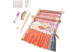 RRigo Weaving Loom Kit, 15.7" H x 11.8" W Wooden Tapestry Looms, Large Weaving Frame to Handcraft for Beginners, Came Pre-Warped for Quick Start