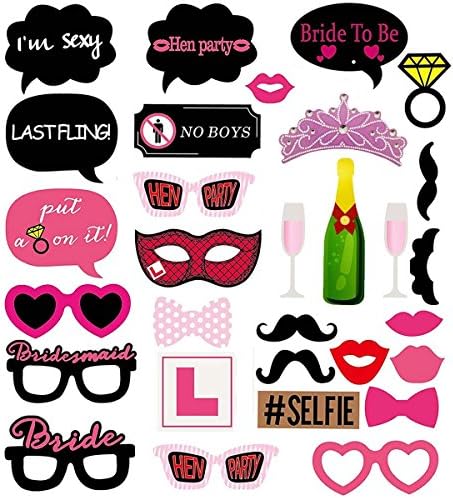 Photo Booth Props,Mofawo 30pcs Photo Booth Props for Bridal Shower Wedding Decorations and Bachelorette Party Decorations